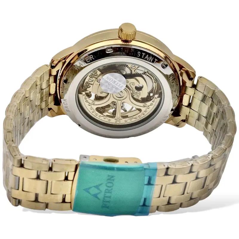 Skeleton fitron  Automatic Watch Golden Chain With Golden White Dial image 2