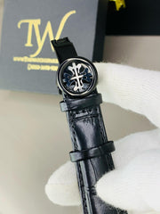 Phatek.P Black Belt with Black Dial with Butterfly Lock