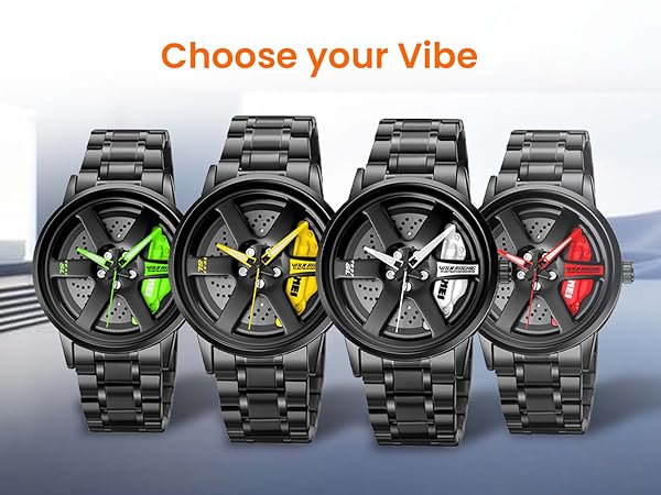 SKM  Watch BLACK CHAIN WITH GREEN PEDAL image 1