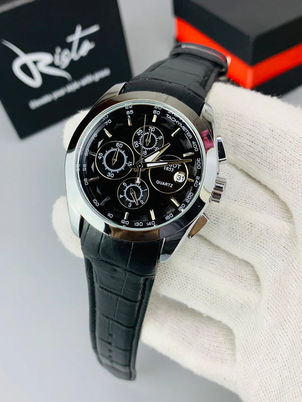 T.Chronograph  Watch Black Belt  white Dial