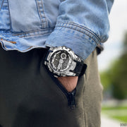 Original Sanda Sport Watch Sliver Dial With Black belt image 5