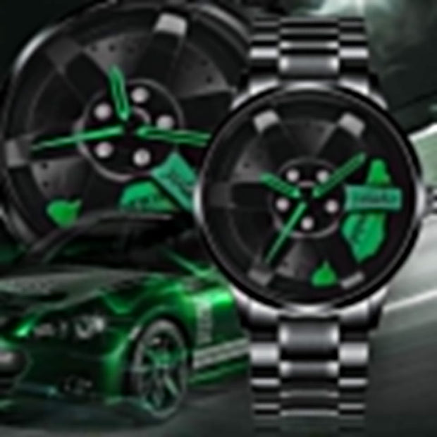 Original allroy rim Watch Black Chain with Green dial image 2