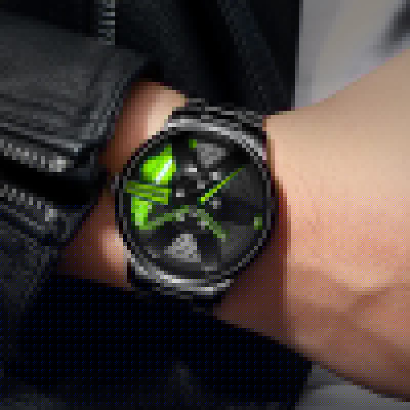 Original allroy rim Watch Black belt with Green dial image 6