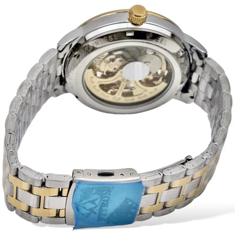 Skeleton Automatic Watch Two tone Chain  With  golden Dial image 2