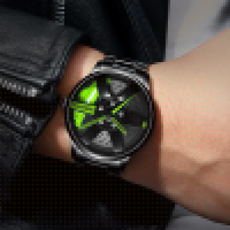 Original allroy rim Watch Black belt with Yellow dial image 7