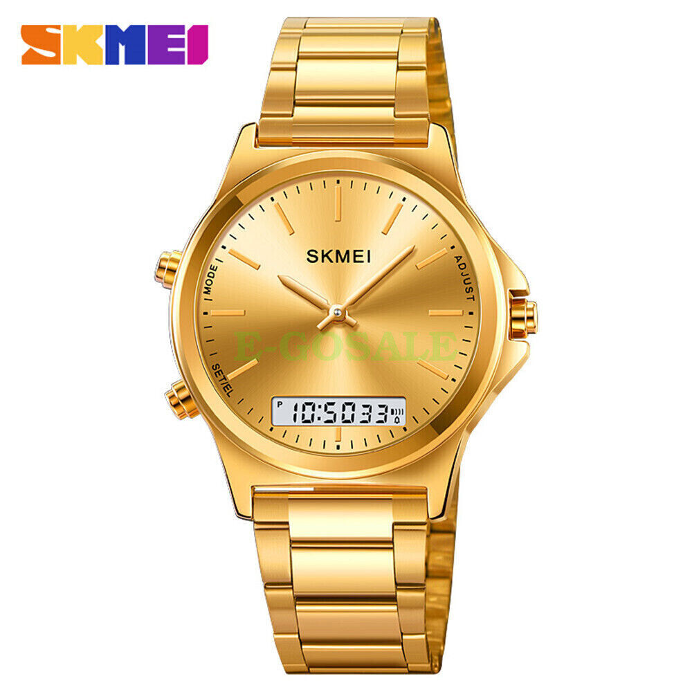 Original SKM latest Dual time Gold Chain With Gold Dial image 1