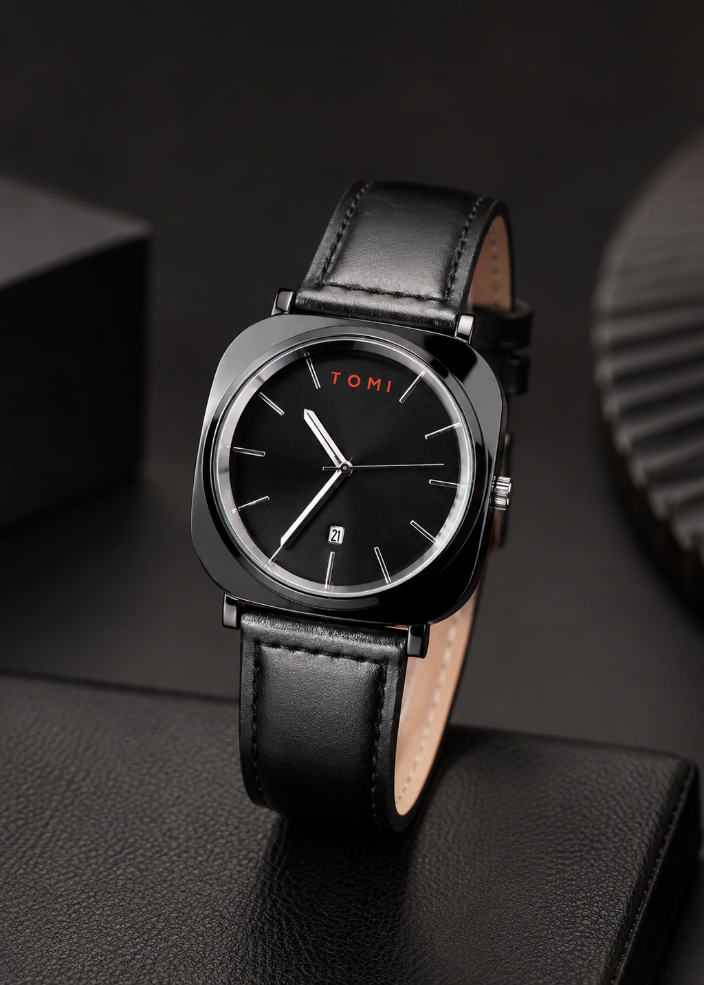 TOMI T-084 Men’s Quartz Watch with Date – Premium Leather Strap Luxury Wrist Watch for Men in Pakistan