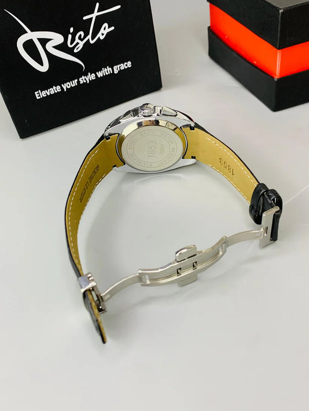 T.Chronograph  Watch Black Belt  white Dial