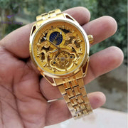 Fitron Skeleton Automatic Moon Graph Working  Golden Chain With golden Dial image 5