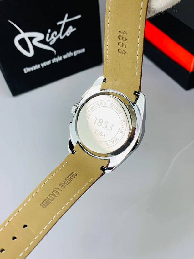 T.Chronograph  Watch Brown Belt Golden  white Dial