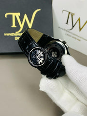 Phatek.P Black Belt with Black Dial with Butterfly Lock