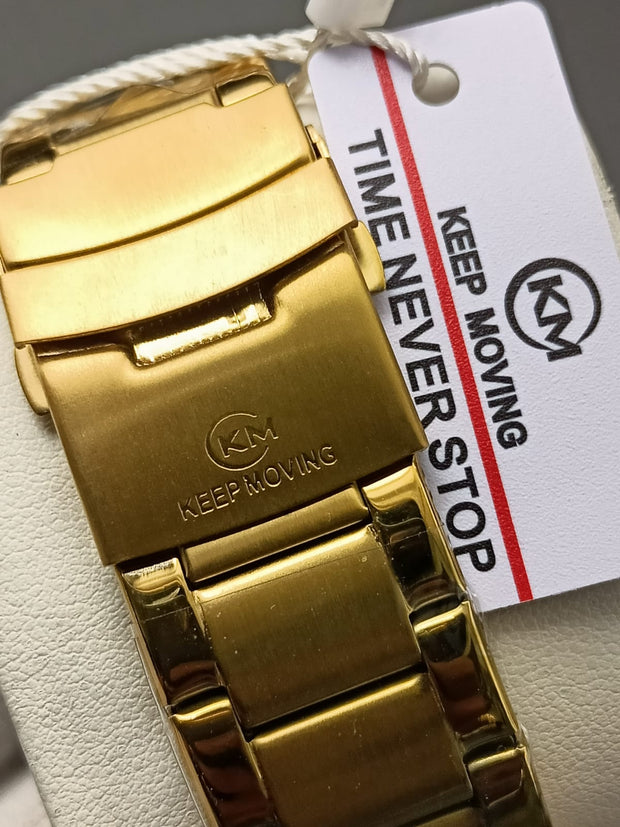 Keep Moving Transparent Glass Watch Gold Colour image 2