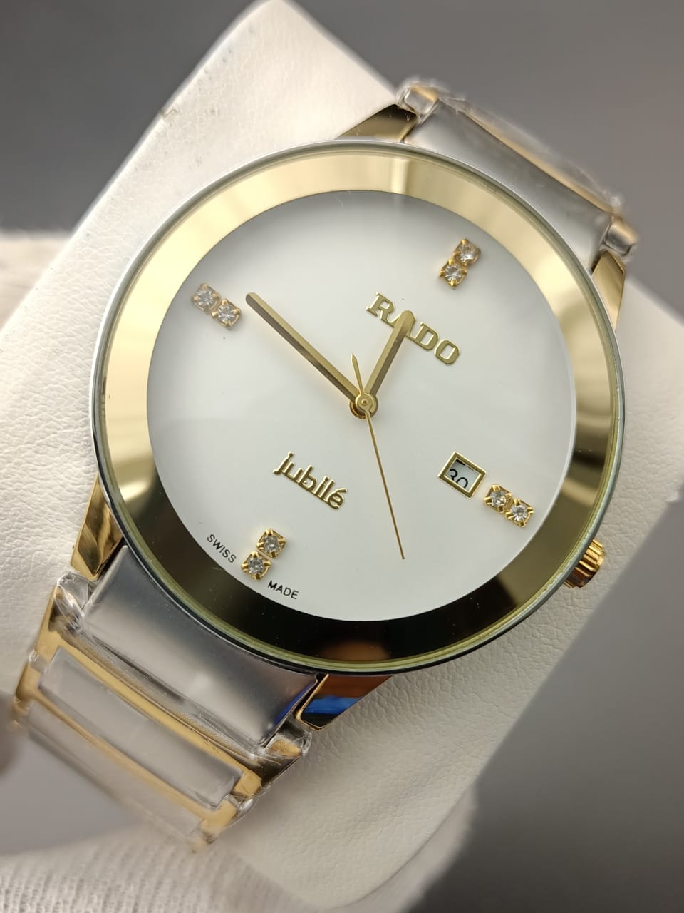 Quartz Watch Gold/White Colour (Copy) - Two tone Chain With White Dial image