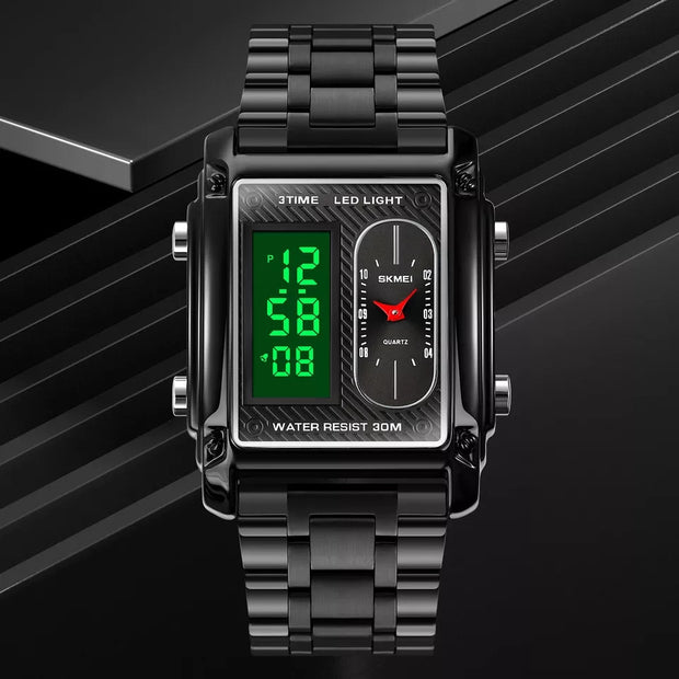 Original SKM Black Chain Square Dual time image 11