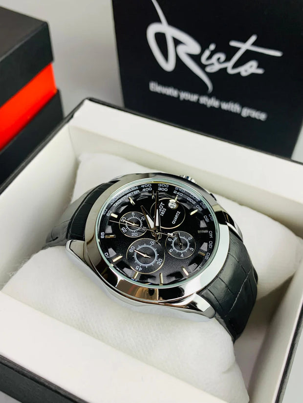 T.Chronograph  Watch Black Belt  white Dial