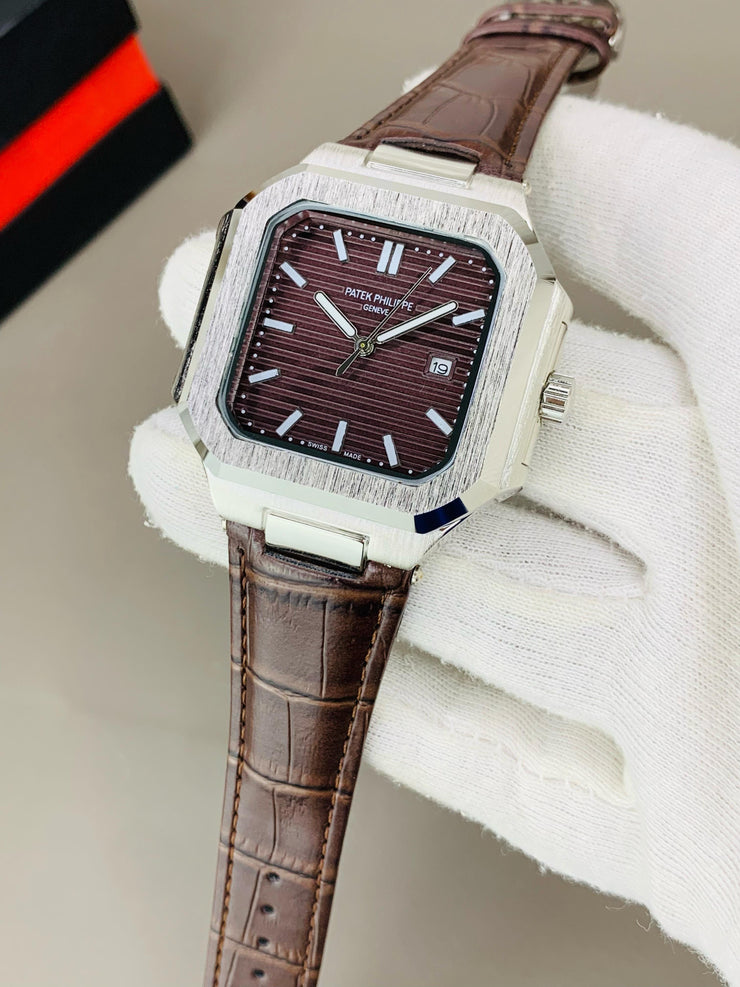 Phatek.P Brown Belt with Brown Dial with Butterfly Lock