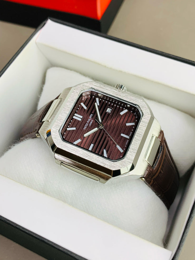Phatek.P Brown Belt with Brown Dial with Butterfly Lock