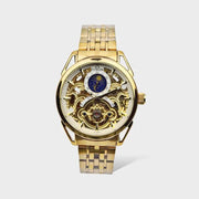 Skeleton Automatic Moon Graph Working  Golden Chain With White Dial image 5