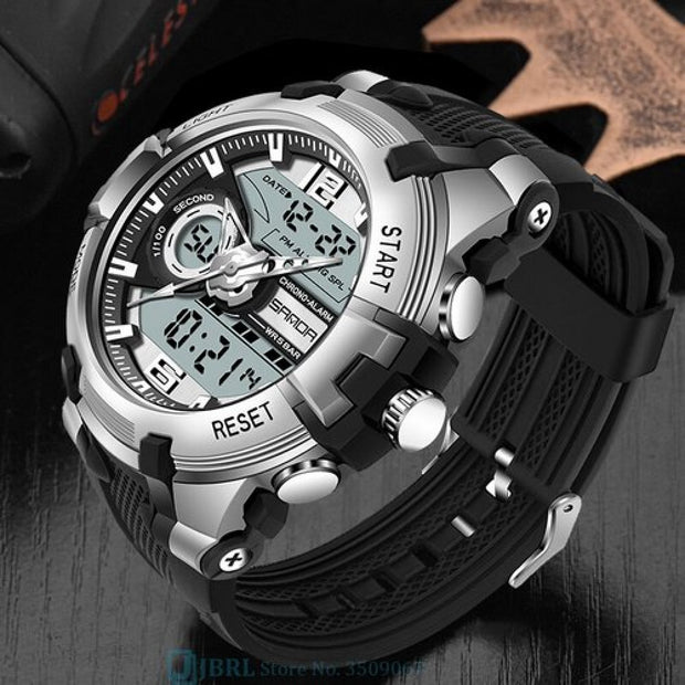Original Sanda Sport Watch Sliver Dial With Black belt image 6
