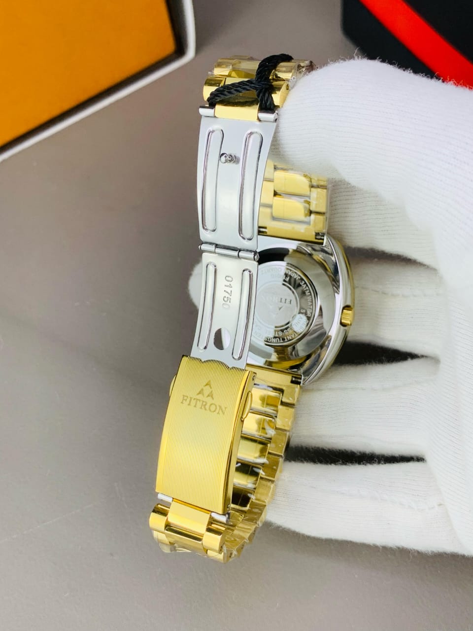 Fitron original  Diaster Watch White Dial with golden chain image 1