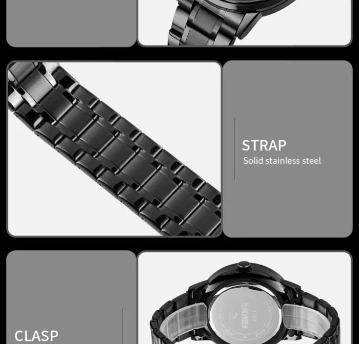 SKM  Watch BLACK CHAIN WITH RED PEDAL image 7