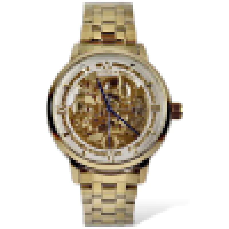Skeleton Automatic Watch Golden Chain With Golden White Dial image 0