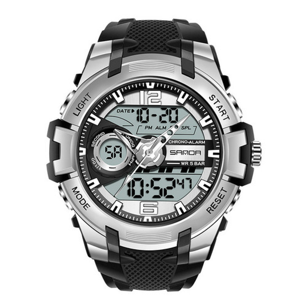 Original Sanda Sport Watch Sliver Dial With Black belt image 0